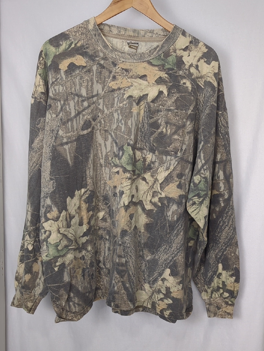 VINTAGE Camo Pocket Long Sleeve Shirt 2X Mossy Oak Break Up